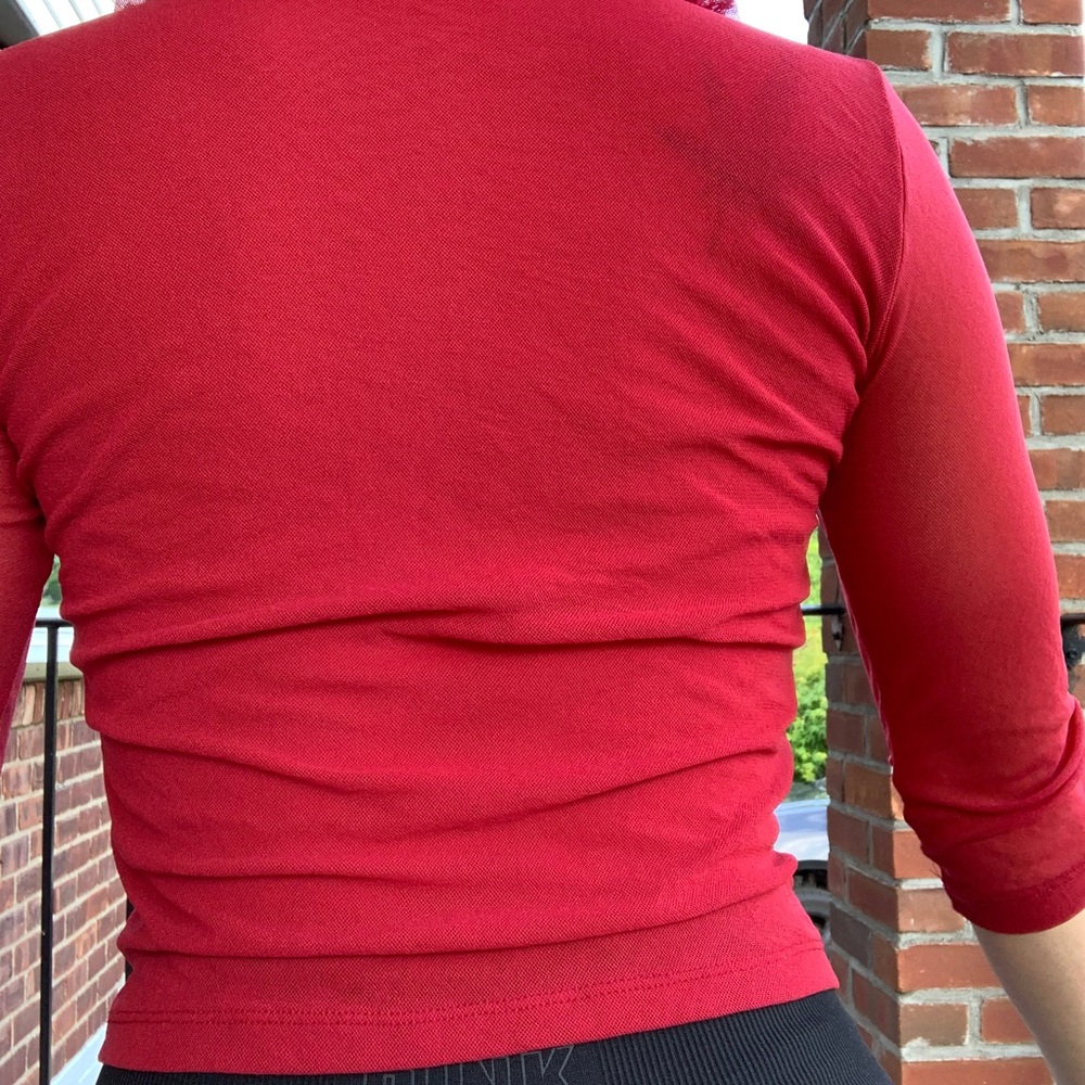 Vintage Red Mesh Ruffled Blouse - Size S - Picture 6 of 9